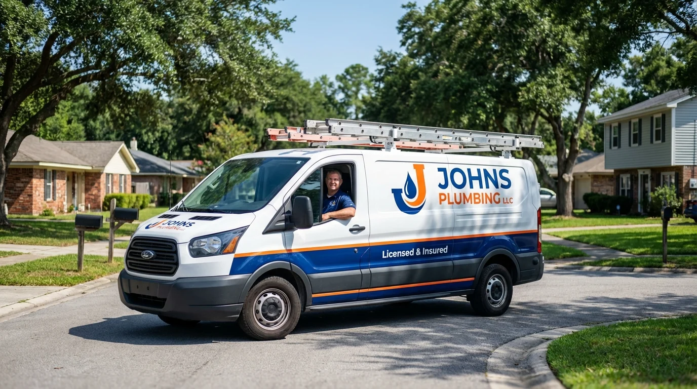 Johns Plumbing LLC service van in Charles City, VA