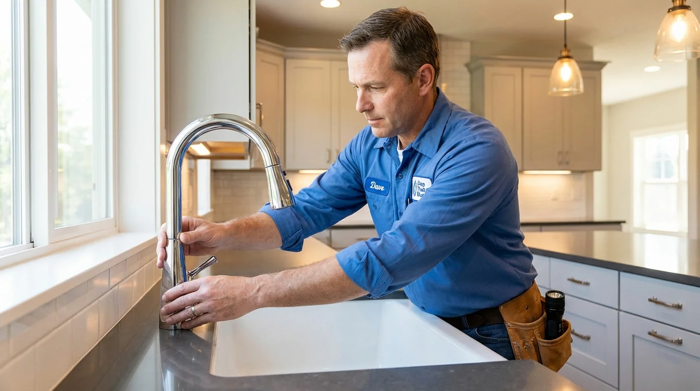 Kitchen faucet installation by Johns Plumbing LLC in Charles City